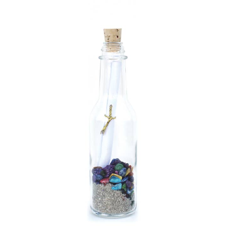 California Seashell Company - Wholesale Party Favor - 6" Message in a Bottle - Natural Sand & Colorful Seashells