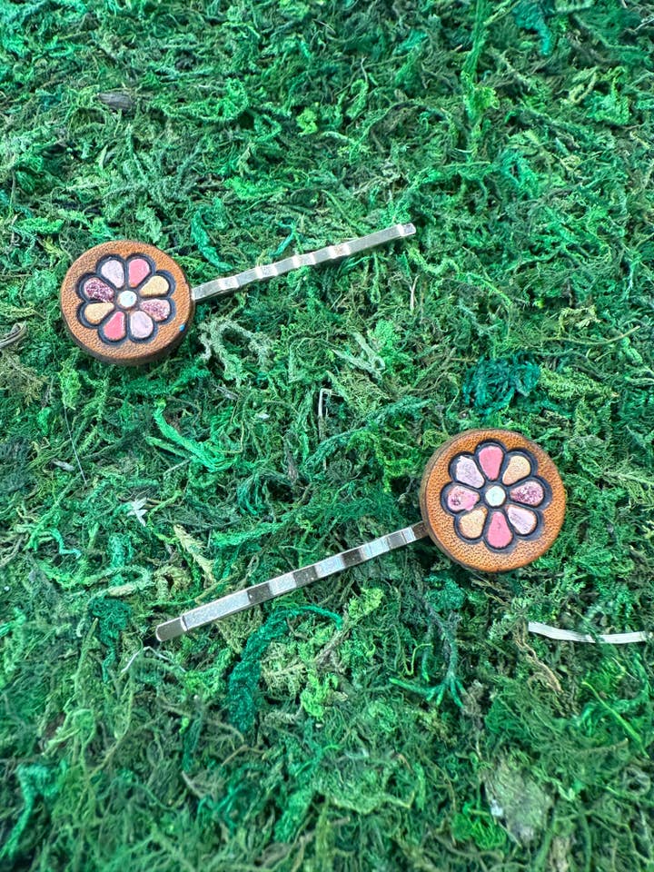 Rosa blomma hårnål set för wholesale av Jamie Rae Makes