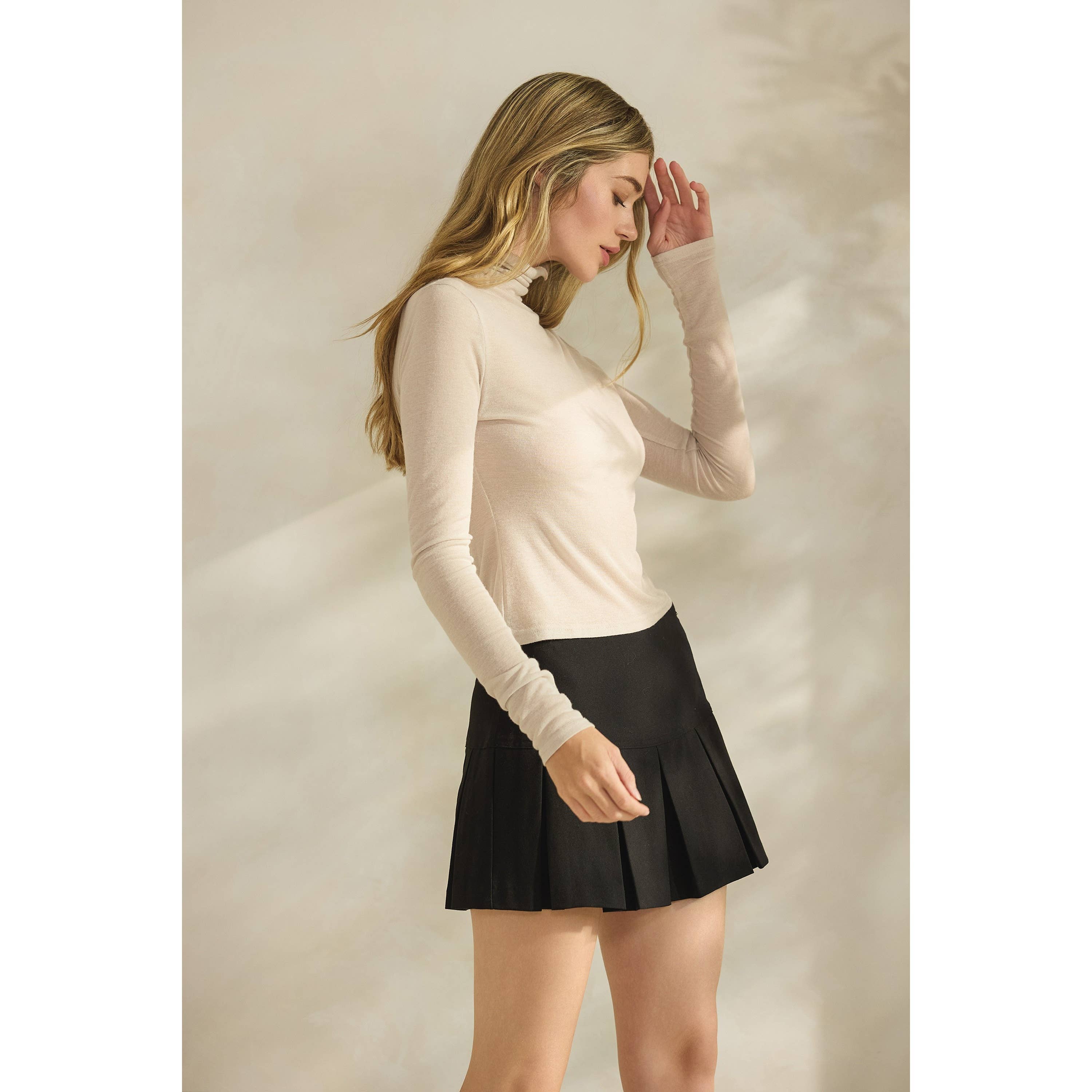 Honey Mango - Wholesale Blouse - Women's - Long sleeve sheer turtleneck top12