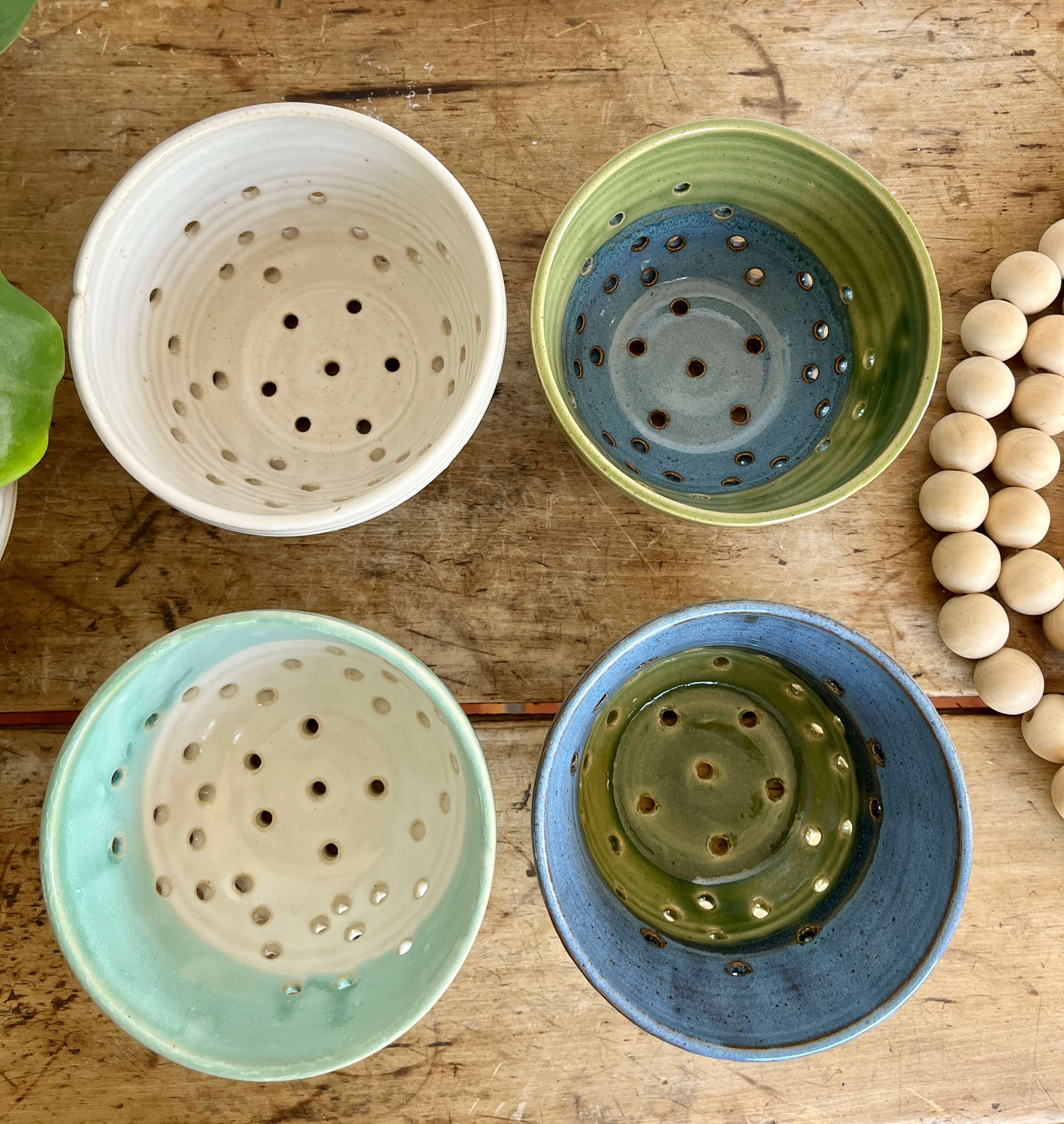 Coastal Clay Co. - Wholesale Colander - Classic Summer Berry Bowl With Saucer - Ceramic Colander20