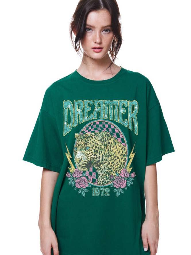 Dreamer 1972 Leopard Vitage Graphic Oversized Tee for wholesale by Zutter