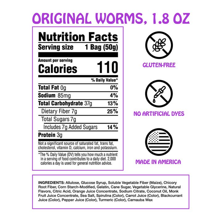 Rotten Candy - Wholesale Gummy - Original Gummy Worms Candy: GF, Prebiotics, Low Sugar4