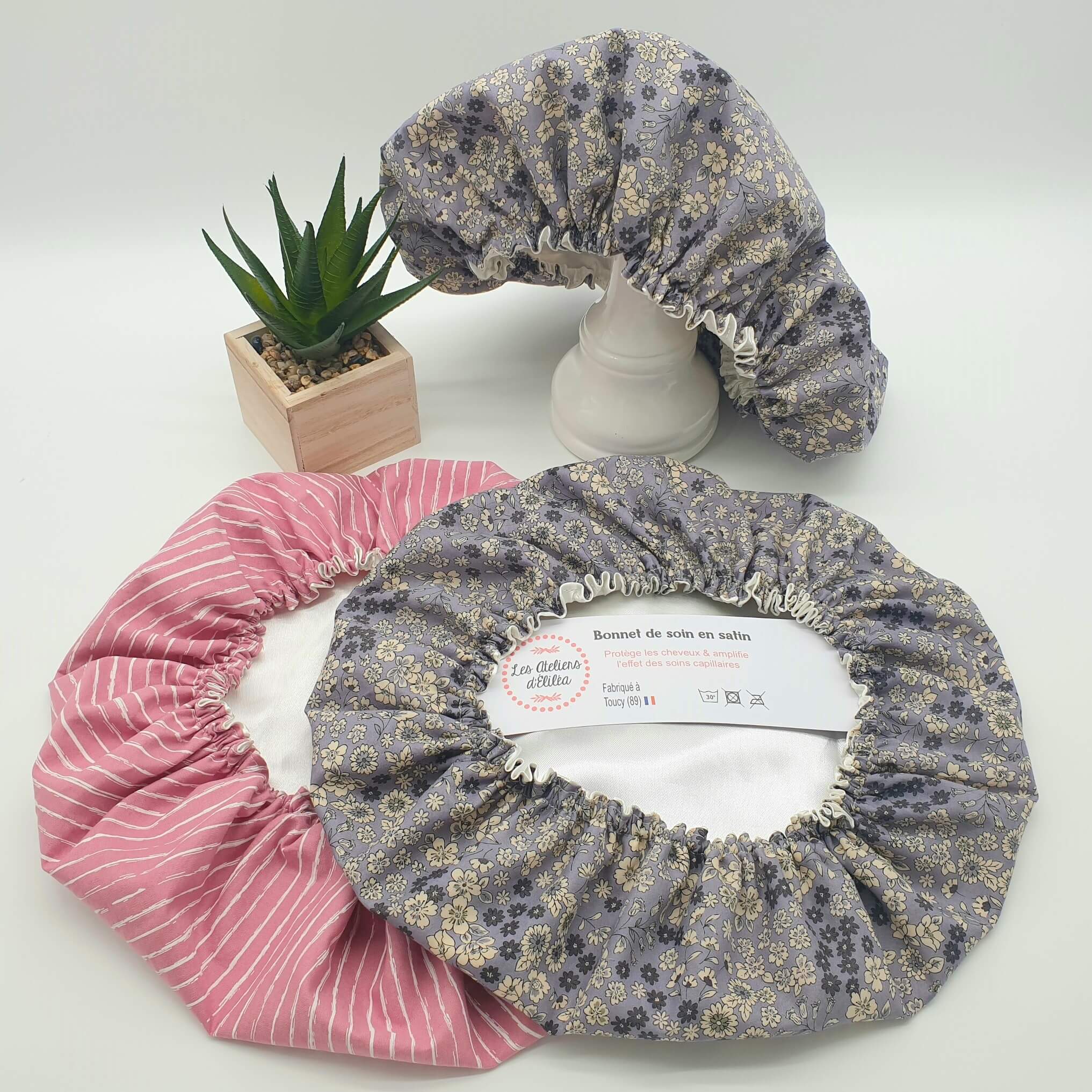 Les Ateliers d’Éliléa - Vente Base/primer de soins capillaires - Bonnet de soin capillaire en satin Adulte & Enfant7
