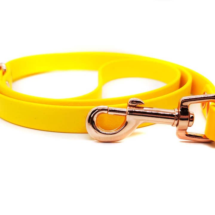 Solsikkegul Biothane Hundesnor - Metalbeslag - Håndlavet for engroshandel hos Pet Pooch Boutique