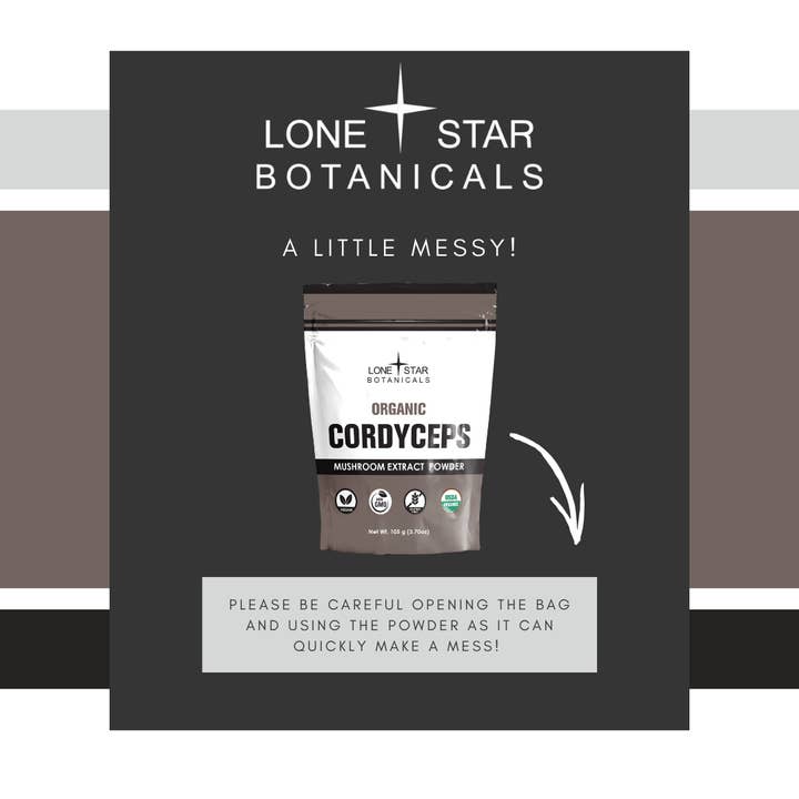 Lone Star Botanicals – wholesale Protein/superfood powder – Organic Cordyceps Mushroom Extract Powder -- 3.52 oz