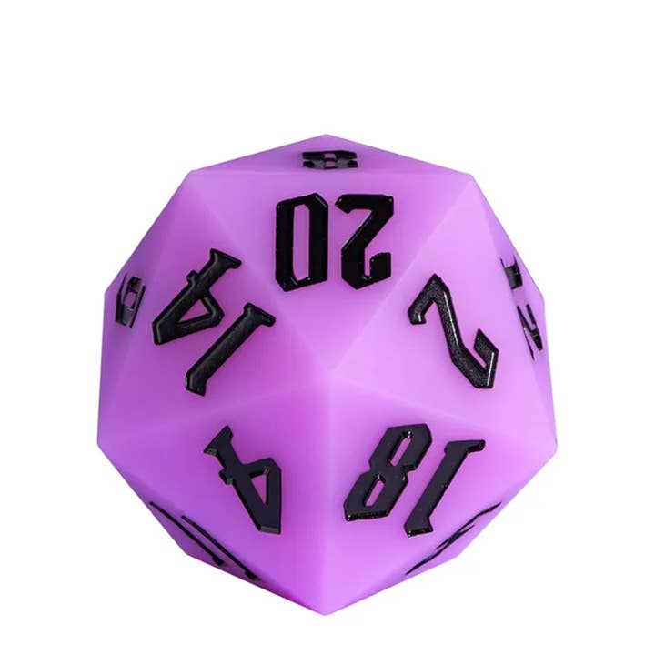 Jester's Bounce | 55mm Luminous D20 Silicone Dice | Purple for wholesale by Tabletop Dominion Limited
