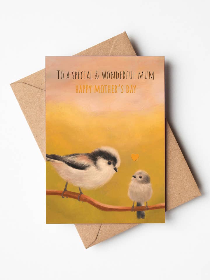 Long Tailed Tits Mother's Day Greeting Card for wholesale by Jo Couch