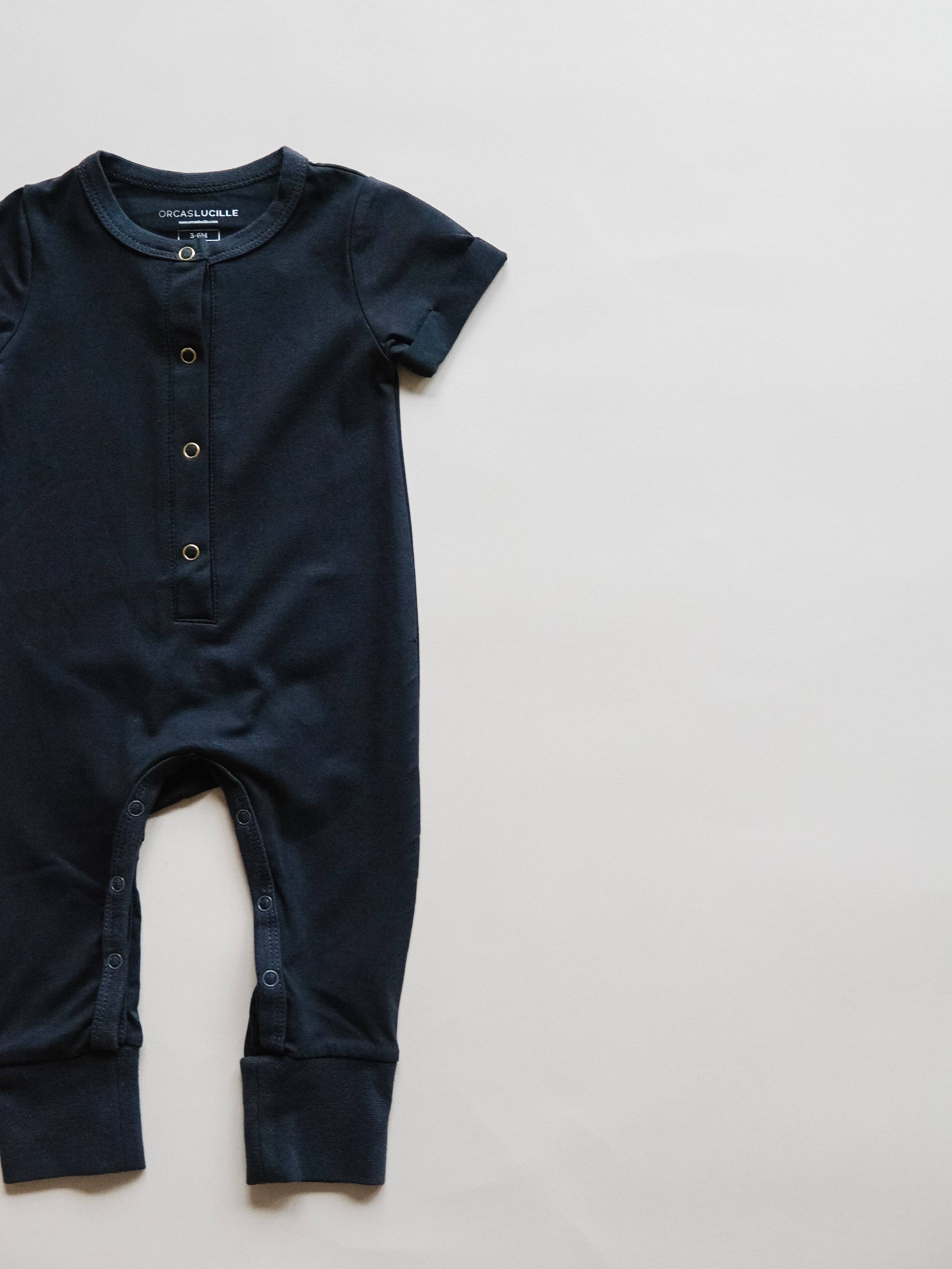 Orcas Lucille - Vente Barboteuse – bébé - Barboteuse Henley à manches courtes - Off-Black3