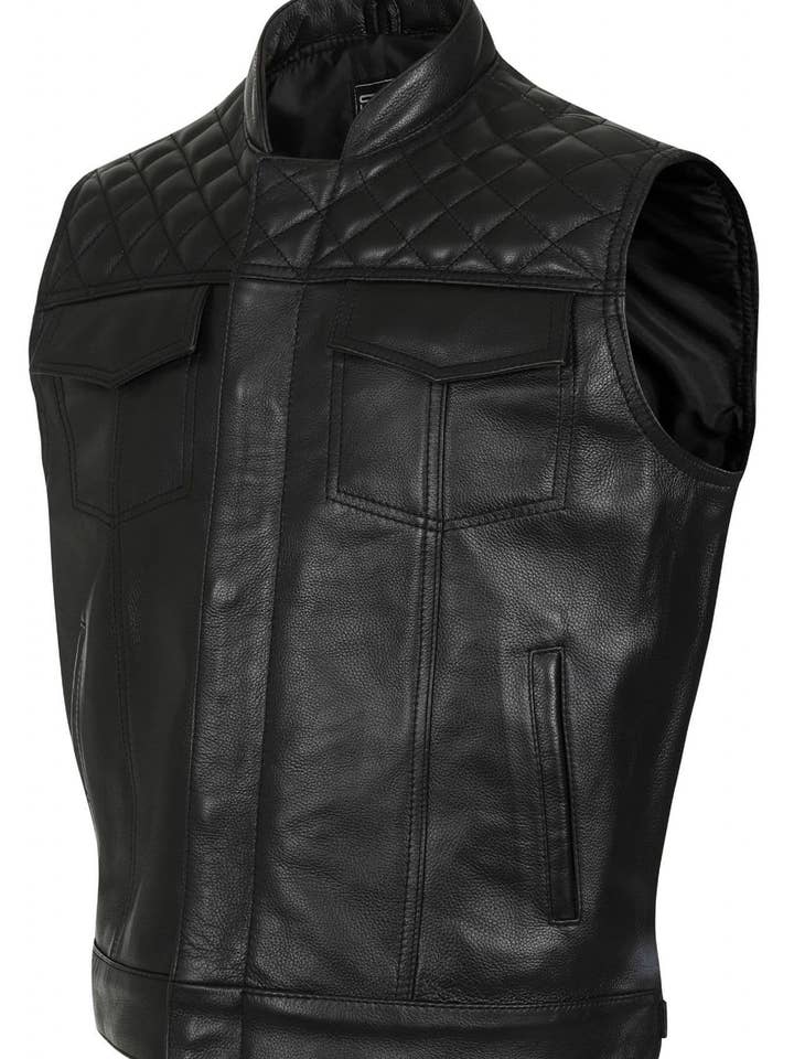 Leather Vest, Leather Biker Vest for wholesale by Skintan
