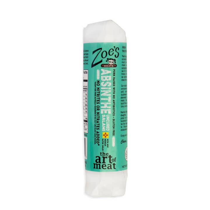Zoe's Meats Uncured Absinthe Salami, 4oz for wholesale by Zoe's Meats