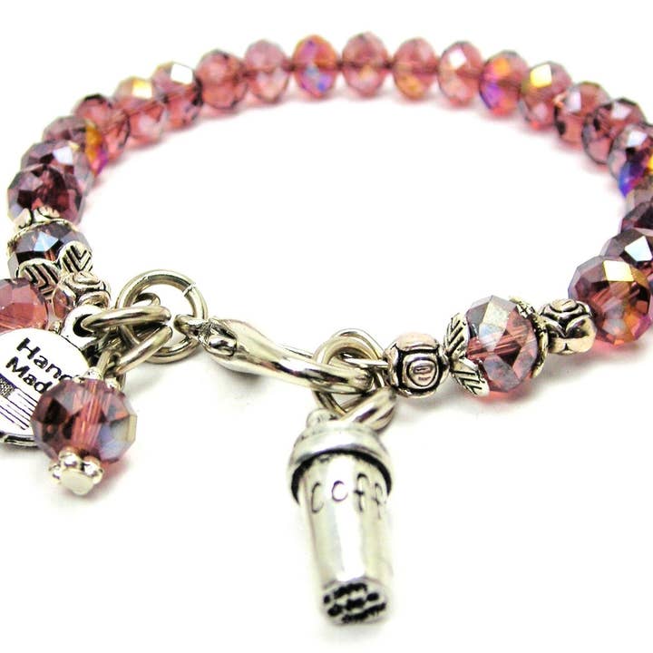 Chubby Chico Charms - Wholesale Charm/Dangle Bracelet - Detailed Hot Coffee Cup Splash Of Color Crystal Bracelet