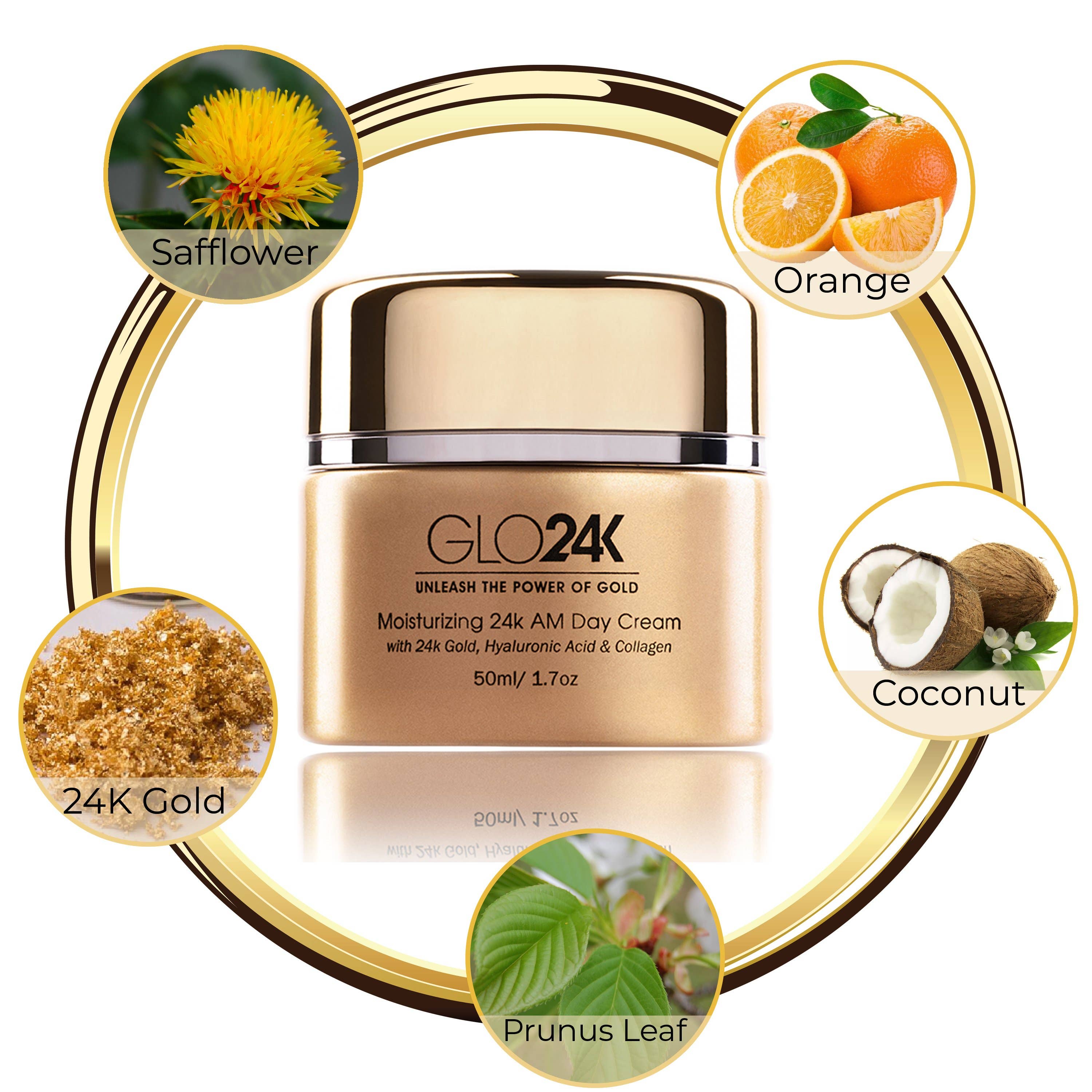 GLO24K - Wholesale Anti-Aging Moisturizer - Moisturizing 24k AM Day Cream with 24k Gold & Collagen1
