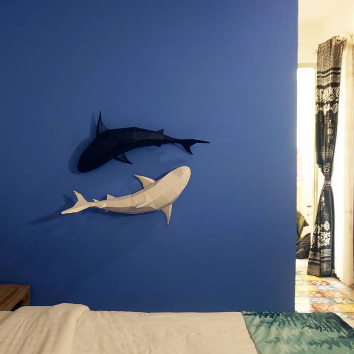 PAPERCRAFT WORLD - Wholesale Wall Accent - Tiger Sharks 3D PaperCraft Wall Art Origami Model