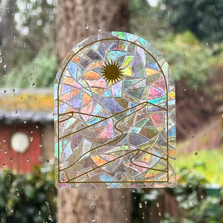 Mindful over Mind Full - Wholesale Suncatcher - Mountain Sunset Suncatcher | Rainbow Maker | Window Cling