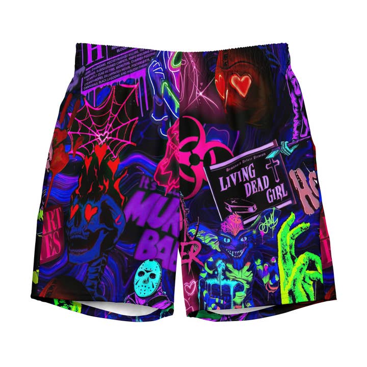 Freaky Frights Men's Lined Swim Trunks for wholesale by Goth Cloth Co.