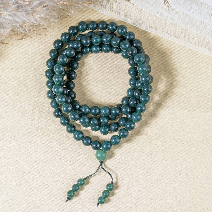 Mala de Pedras Preciosas | Jade Verde | 108 Contas de Oração | Jap Mala por atacado de Soothing Crystals