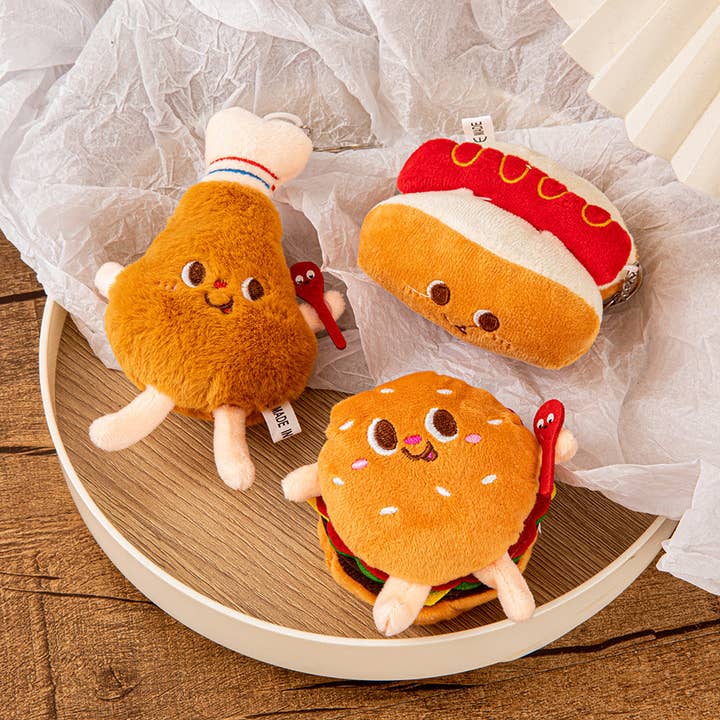 Llavero de Peluche Creativo y Adorable de Papas Fritas y Hamburguesa para Bolsa para venta al por mayor de The Find Peaks
