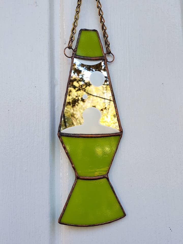 Lava Lamp Mirror | Lead-Free Stained Glass Sun Catcher for wholesale by PepTalk Productions, LLC