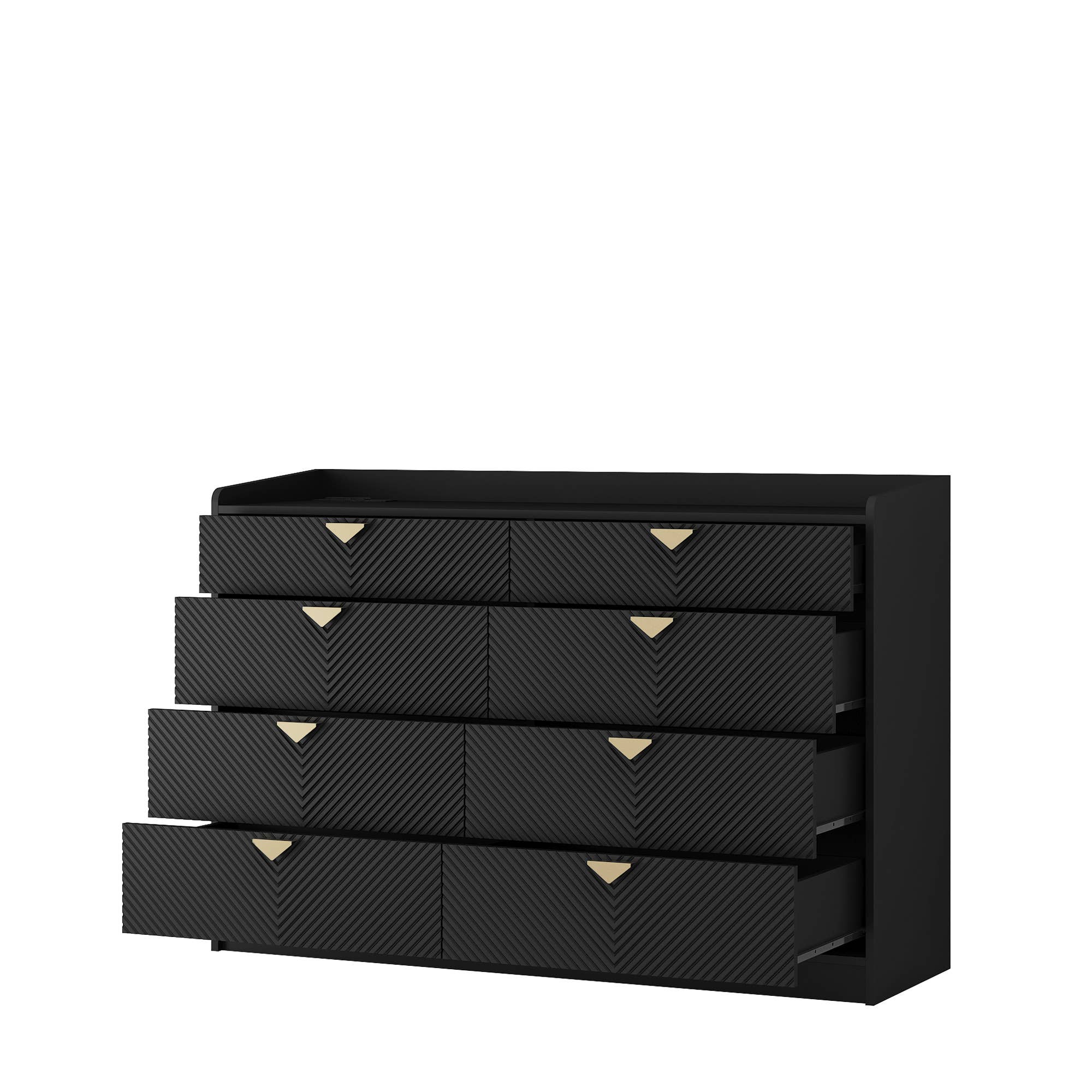 39F Inc. - Wholesale Cabinet - 8-Drawer Dresser with LED, Fluted Panel, Black6