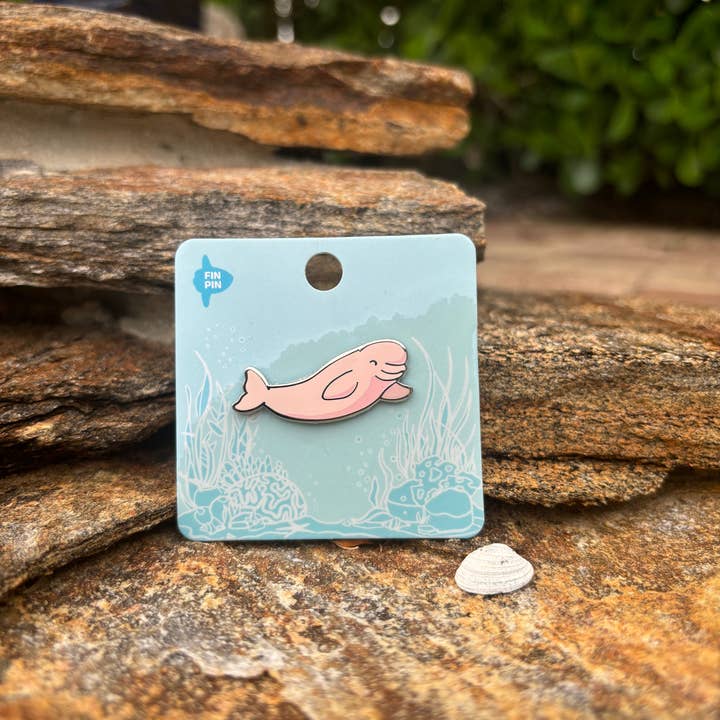Fin Pin Shop - Wholesale Lapel Pin/Button - Pink beluga whale enamel pin • Patreon exclusive