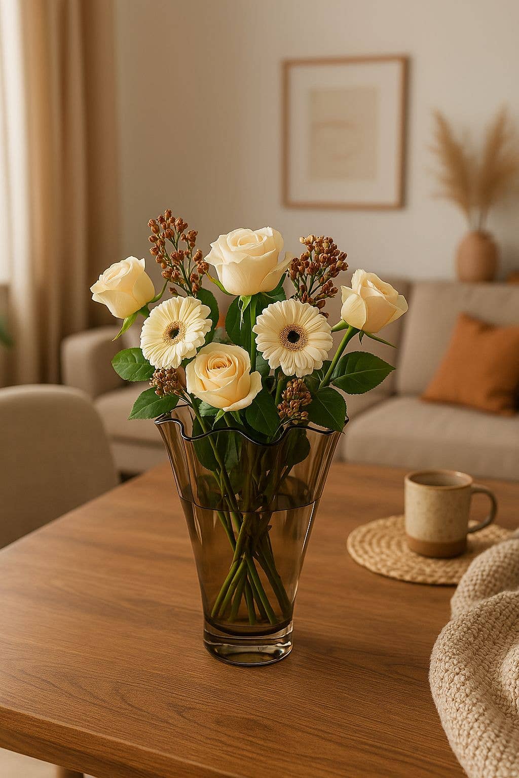 Signature Home Collection GmbH - Wholesale Vase - Vase glass wavy amber colored glass vase Mother's Day decoration2