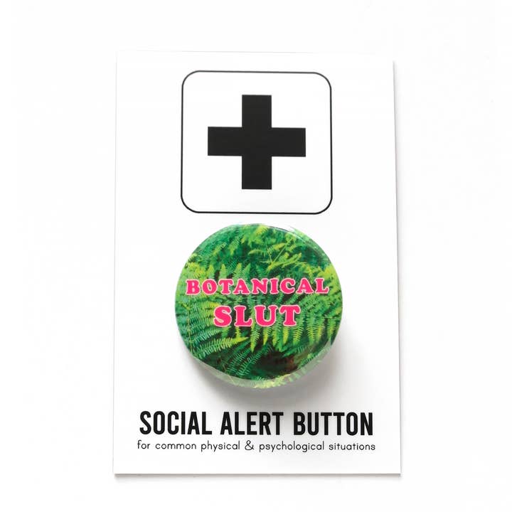 Word For Word Factory – Alfinete/botão de lapela por atacado – BOTANICAL SLUT Botão l 1,25" Presente Engraçado para Amantes de Plantas1