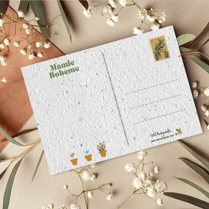 Mamie Bohéme - Vente Cartes postales - Carte postale à planter "Fleurs abstraits 2"1