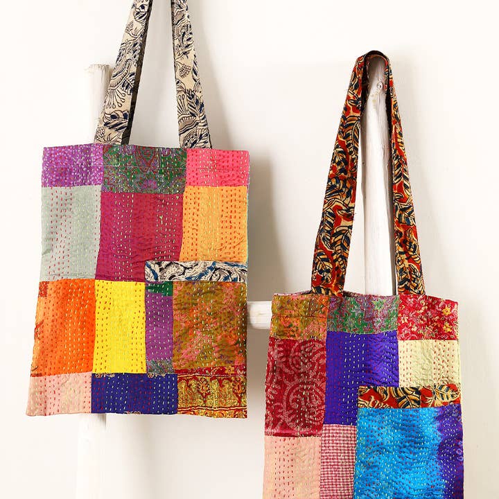Sevya Handmade - Wholesale Tote Bag - Women's - Silk Kantha Tote Bag