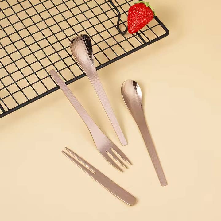 Sostraw & SmartThings - Wholesale Table Spoon (Cutlery) - Hammered Spoon - 2 shapes - 4 colors - Coffee, Tea, Desserts