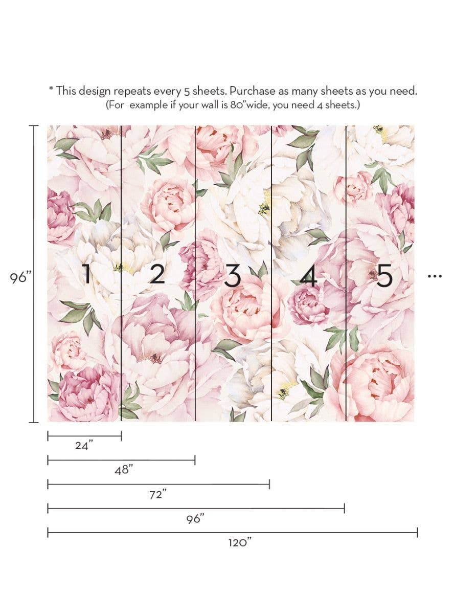 Simple Shapes - Wholesale Wallpaper - Peony Flower Mural Wallpaper - Peel and Stick - 5 Sheet Set3