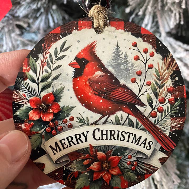 coco+bie designs - Wholesale Ornament - Red Cardinal Snow Merry Christmas Ornament - 3.5 inch2