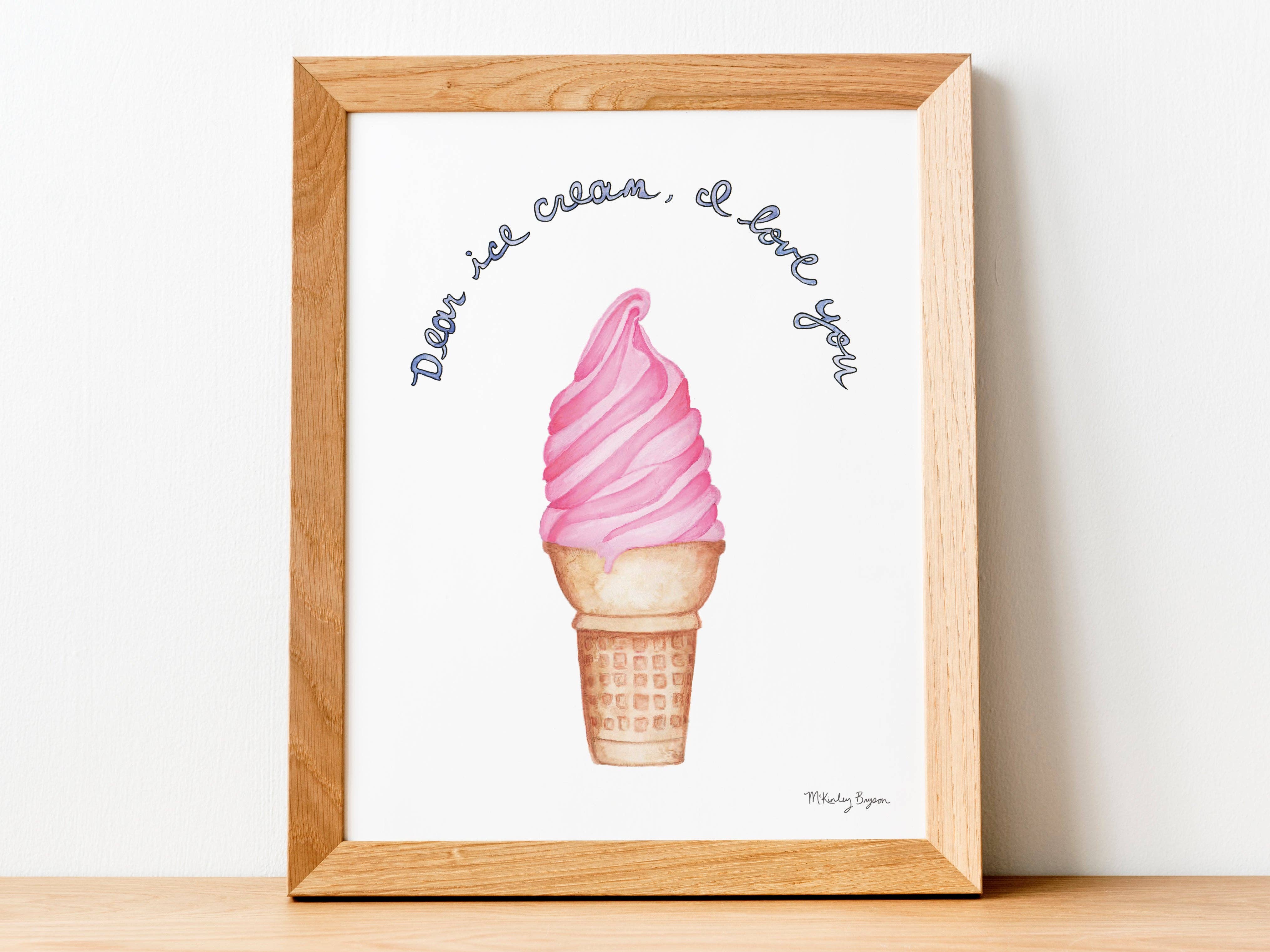 Lucky Bat Paper Co. - Wholesale Art Print - Dear Ice Cream | Watercolor Print0