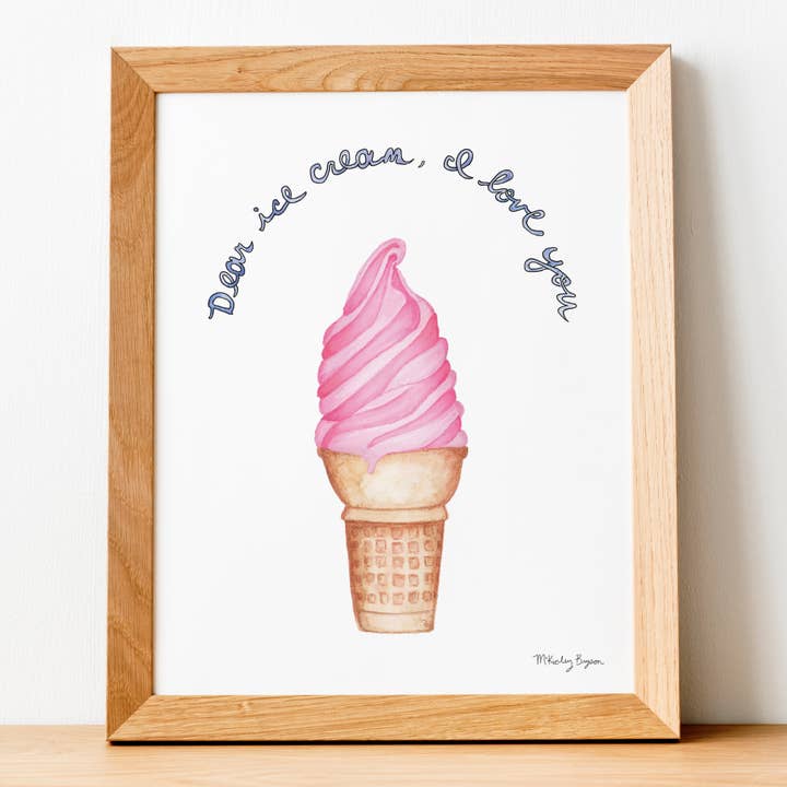 Lucky Bat Paper Co. - Wholesale Art Print - Dear Ice Cream | Watercolor Print