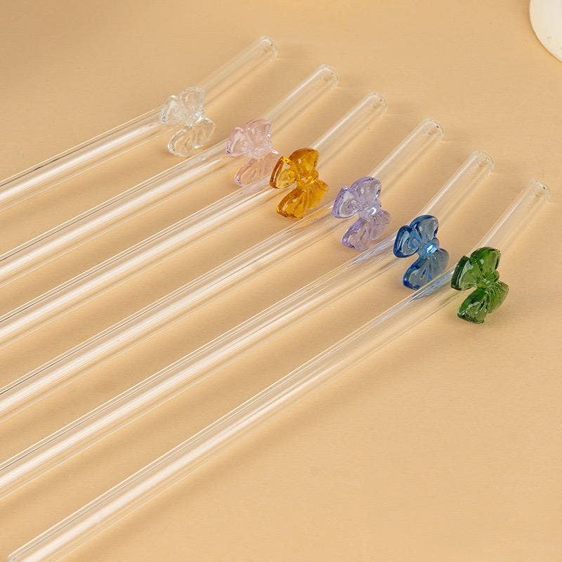 Weavey Studio - Vente Paille - Pailles à boisson réutilisables en verre transparent transparent Bow8