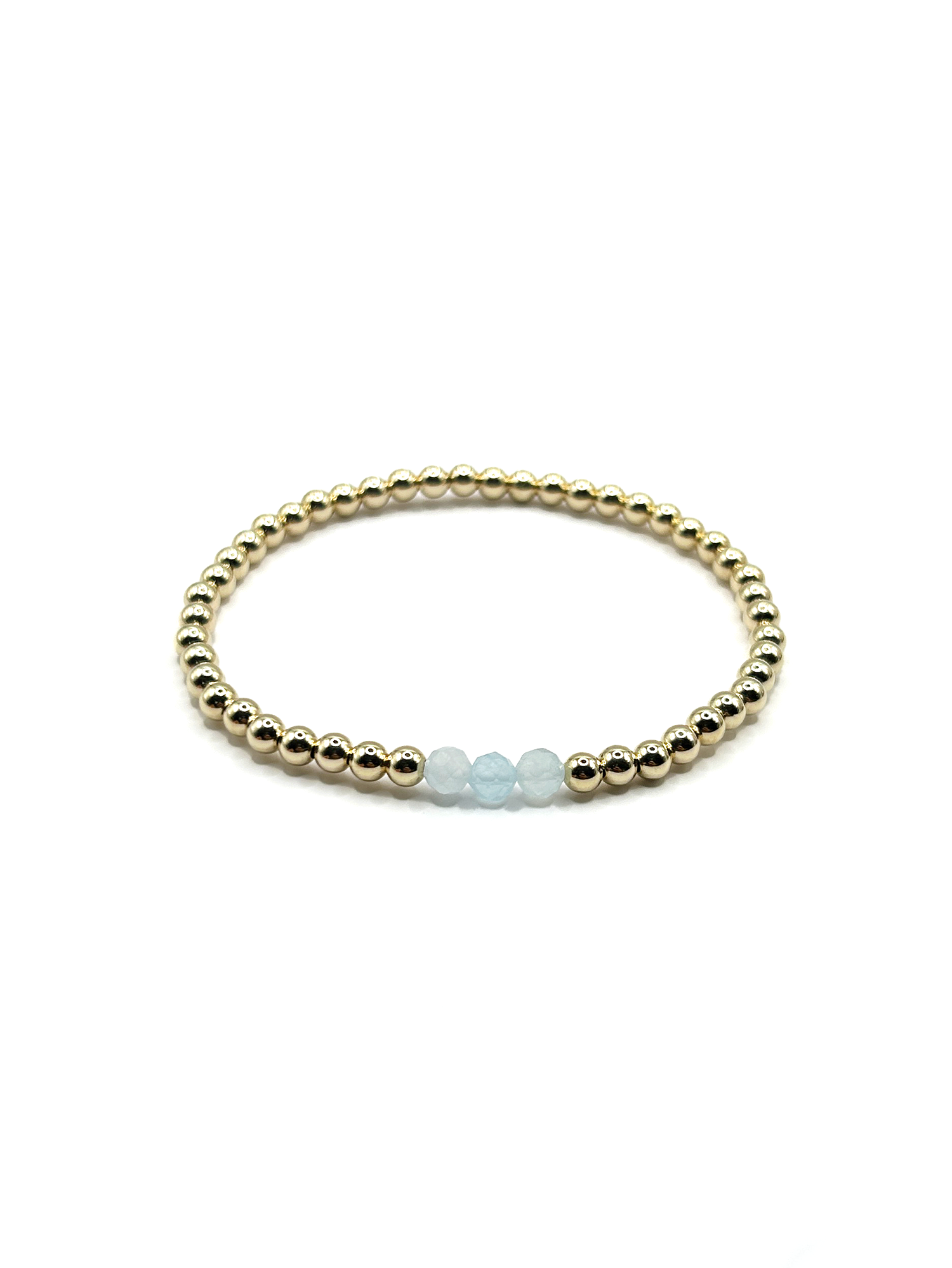 Kaylie Dawn Jewelry - Wholesale Beaded Bracelet - Gemma Handmade Gold Stretchy Bead Bracelet with 3 Gemstones10