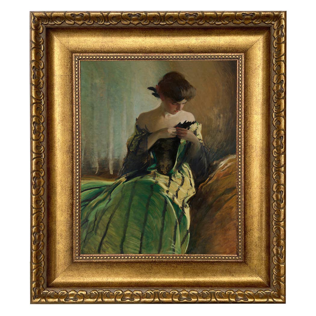 Madison Bay Co. - Historical Home Decor Reproductions - Vendita all'ingrosso Stampa artistica - Stampa su Tela Vintage di Donna in Abito Nero e Verde77