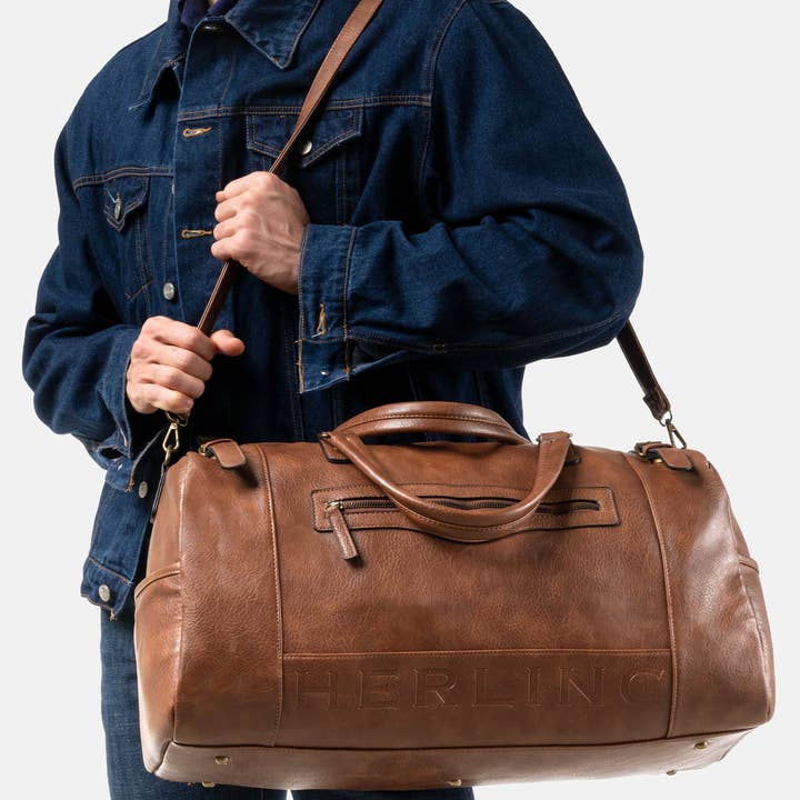 Herling – Saco de viagem - Unissexo por atacado – Herling - Bolsa de viagem vintage grande em couro PU12