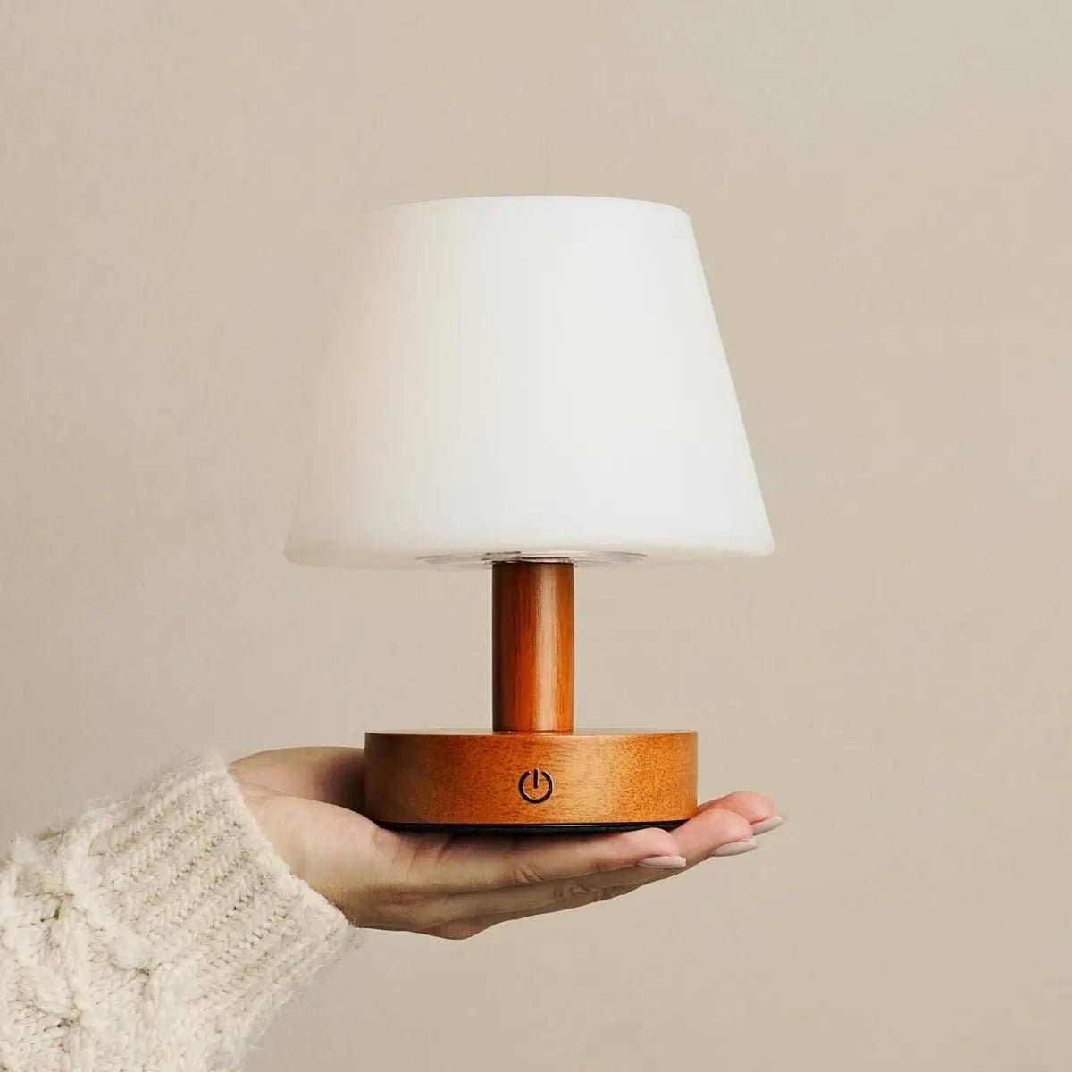 Tavellio - Wholesale Accent/Desk Lamp - Teddy Chestnut Brown Wooden Rechargeable Table Lamp | Dimmable, Cordless & 3 Light Modes