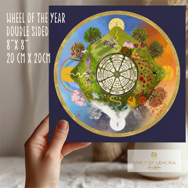 Avalon Wheel of the Year - Square Double Sided 400 gsm Print for wholesale by Spirit of Lemuria