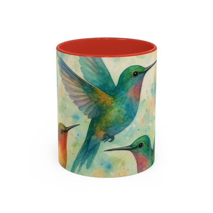 Coffee Mug, Tea Mug, Hummingbird in Flight, 8 colors for wholesale by Upside Down Owl Farm