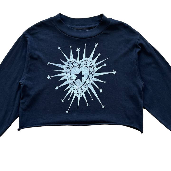 T-shirt Larga com Coração Rendado por atacado de Rowdy Sprout