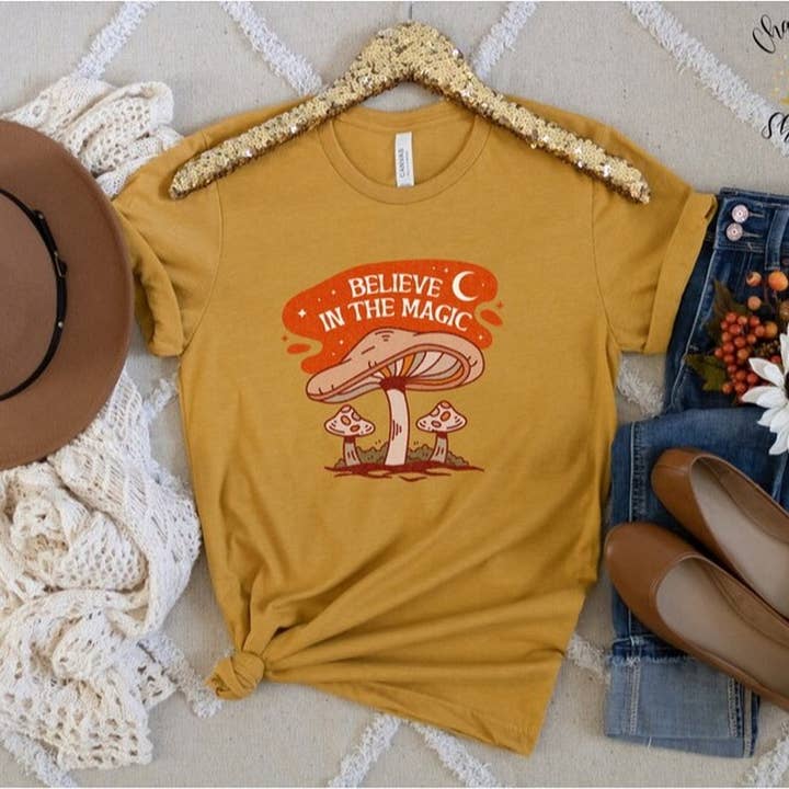 Believe in Magic Tshirt, Summer Vibes Shirt, Groovy Retro Sh for wholesale by Alaridesign