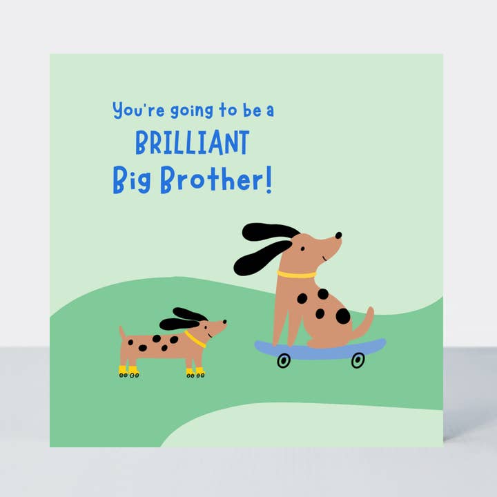 Carte amusante et mignonne « Grand frère génial » avec teckel pour la vente par Petimo