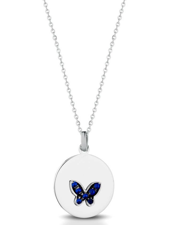 ROUND BUTTERFLY PENDANT NECKLACE for wholesale by Melissa jewels