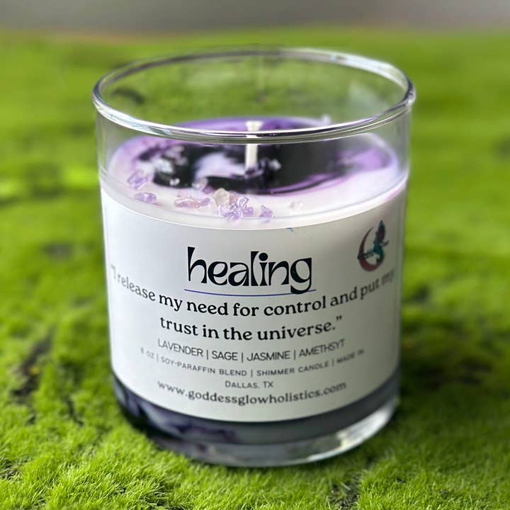 Goddess Glow Holistic Care - Wholesale Jar/Filled Candle - Healing Affirmation Candle - Jasmine, Lavender, White Tea0