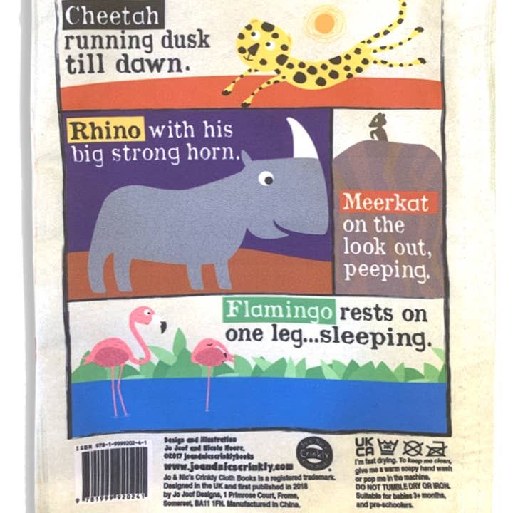 Jo & Nic's Crinkly Cloth Books – wholesale Baby & Toddler Book (0-2) – Nursery Times Crinkly Newspaper - Safari Animals3