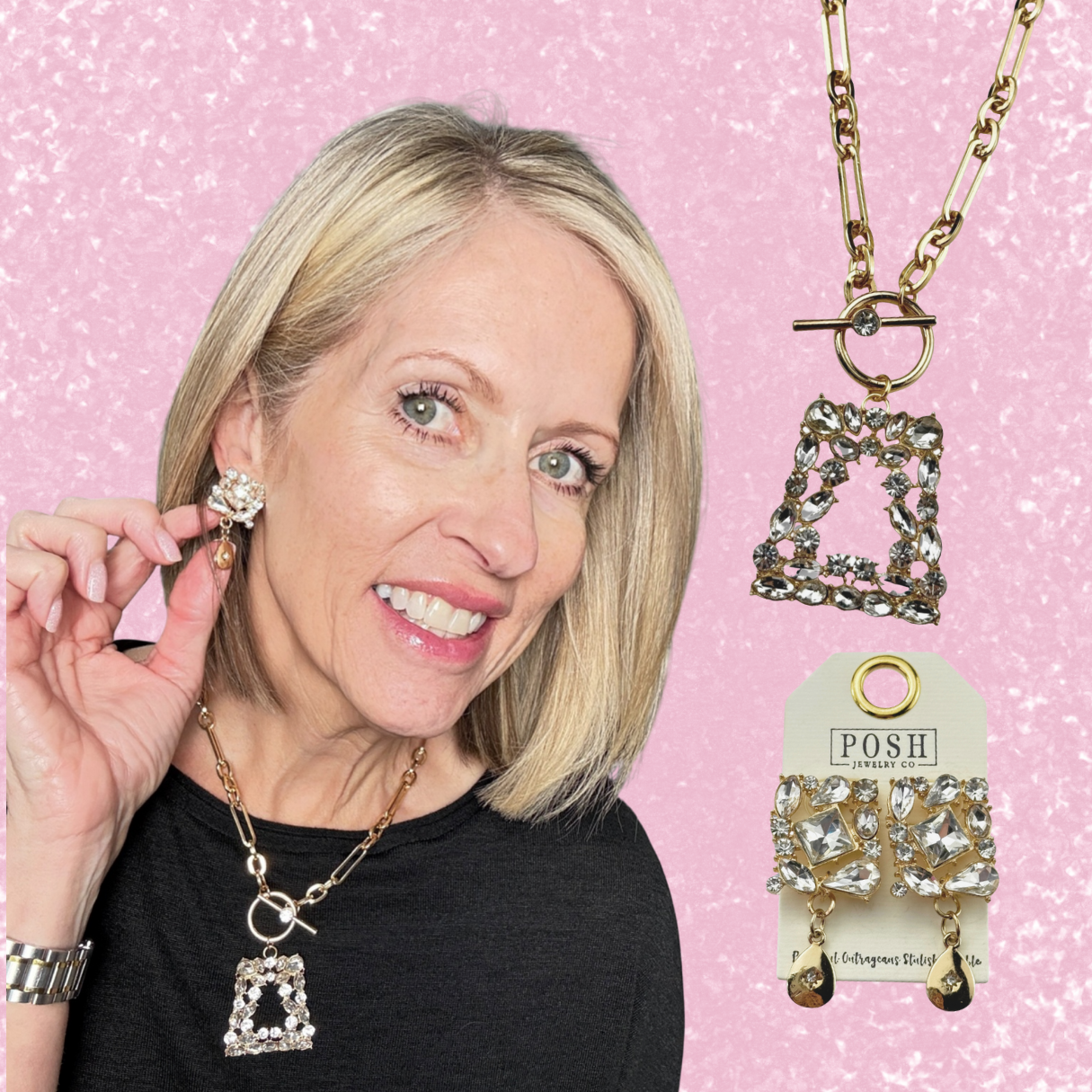 Guld Cocktailörhängen med strass för wholesale på Faire0