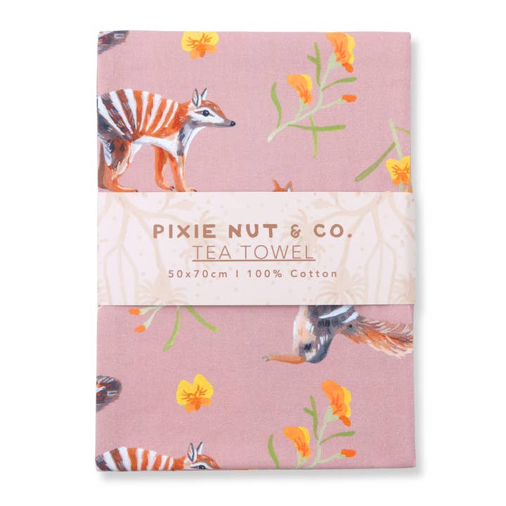 Australian Tea Towel - Numbat for wholesale by Pixie Nut & Co.