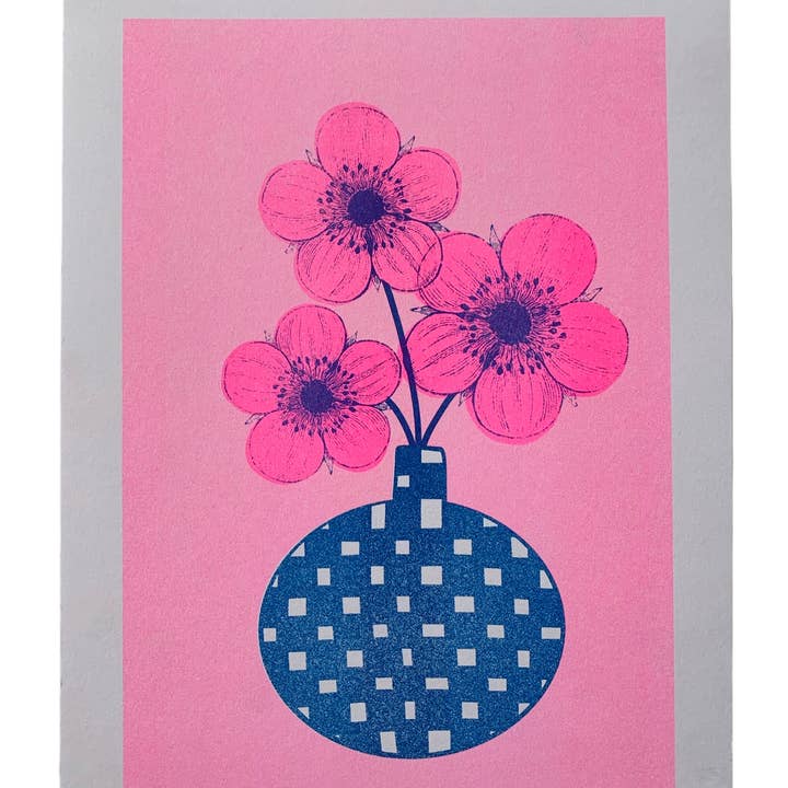 Risograph Print - 8.5x11" Rose for wholesale by StitchPrism