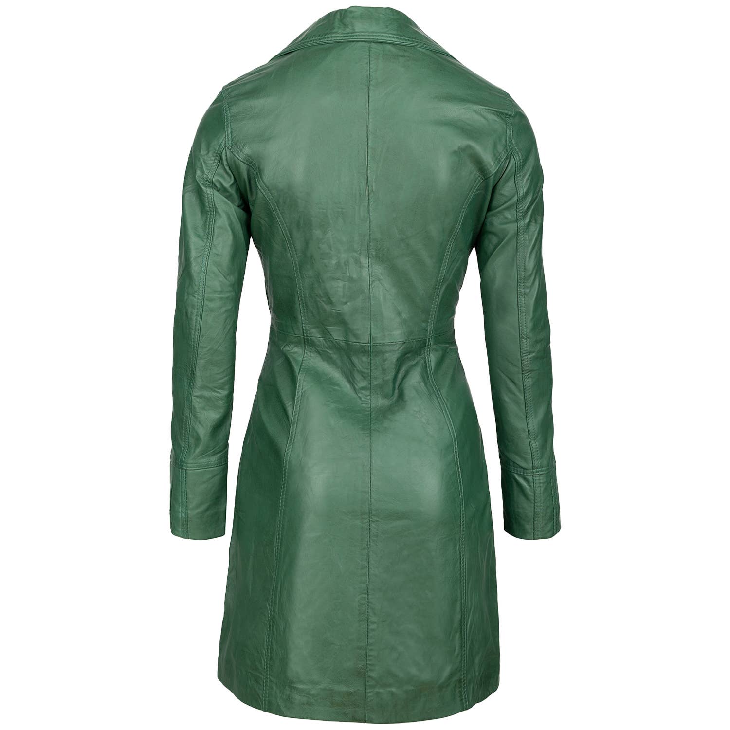 Urban 5884 Amsterdam | Leather jackets – Casaco de couro - Mulher por atacado – Casaco feminino longo Janice Urban 5884 em couro de carneiro verde encerado2